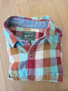 Woolrich Mens Long Sleeve Flannel Button Down Shirt XL Teal, Maroon, Tan